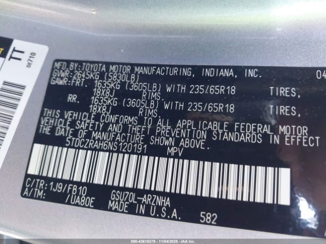 2022 TOYOTA HIGHLANDER 5TDCZRAH6NS120191 Photo 8