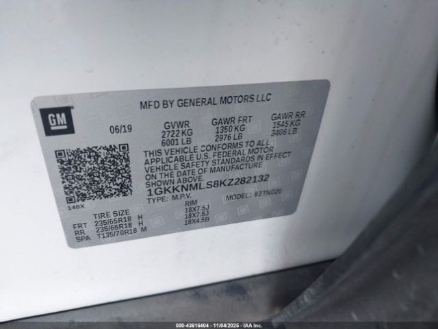 2019 GMC ACADIA 1GKKNMLS8KZ282132 Photo 8