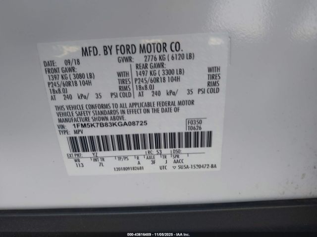 2019 FORD EXPLORER 1FM5K7B83KGA08725 Photo 8