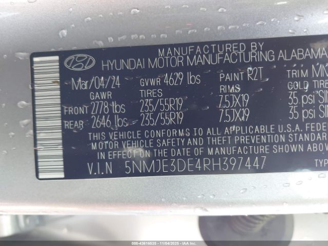 2024 HYUNDAI TUCSON 5NMJE3DE4RH397447 Photo 8