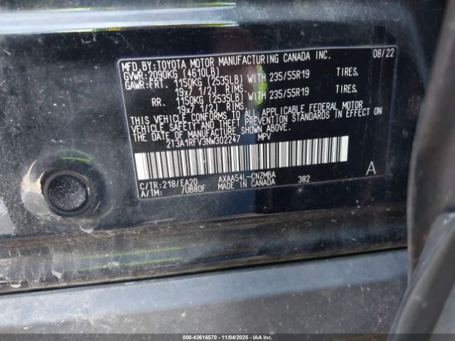 2022 TOYOTA RAV4 2T3A1RFV3NW302247 Photo 8