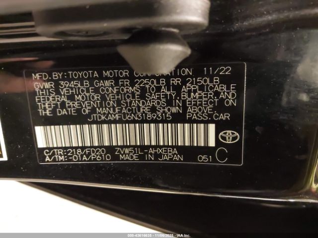 2022 TOYOTA PRIUS JTDKAMFU6N3189315 Photo 8