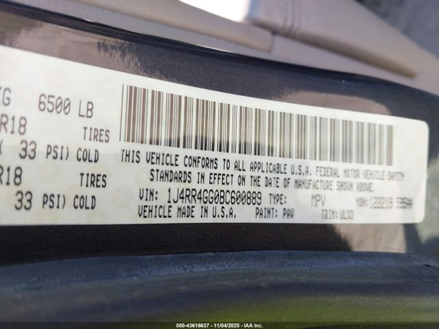 2011 JEEP GRAND CHEROKEE 1J4RR4GG0BC600889 Photo 8