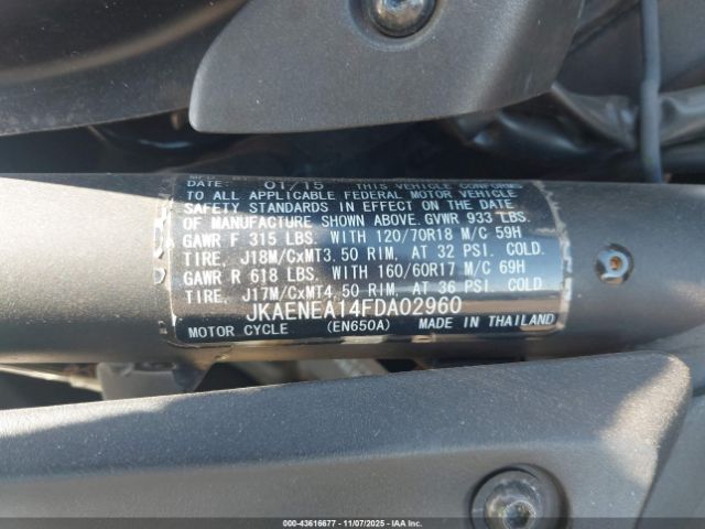 2015 KAWASAKI EN650 JKAENEA14FDA02960 Photo 9
