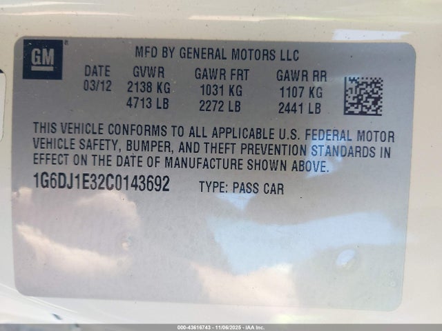 2012 CADILLAC CTS 1G6DJ1E32C0143692 Photo 8