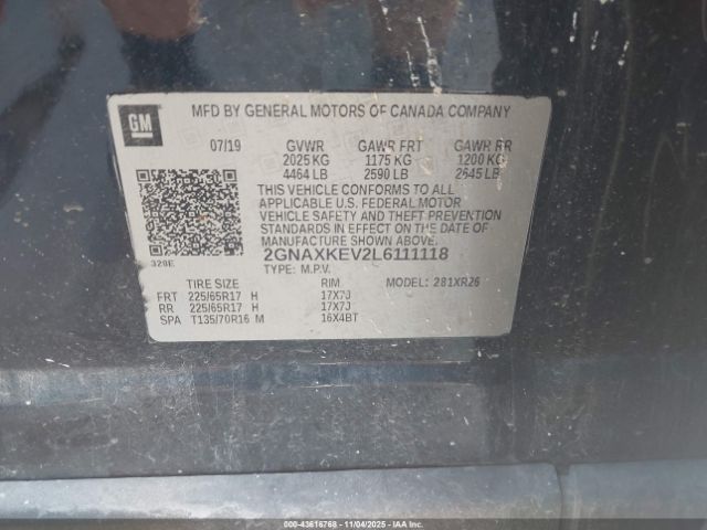 2020 CHEVROLET EQUINOX 2GNAXKEV2L6111118 Photo 8