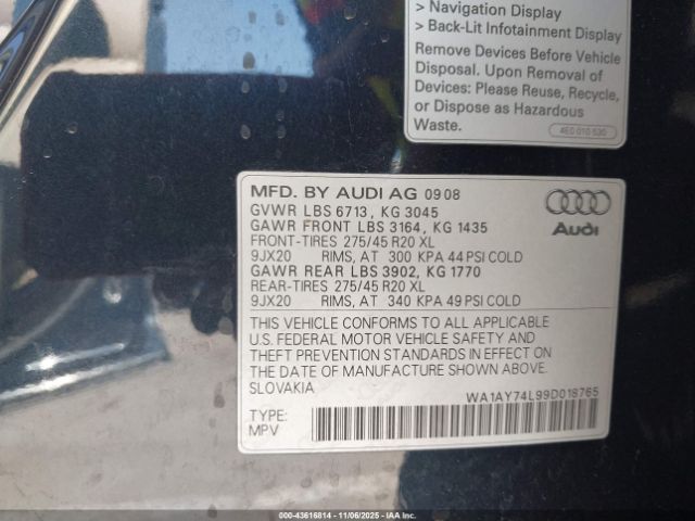 2009 AUDI Q7 WA1AY74L99D018765 Photo 8