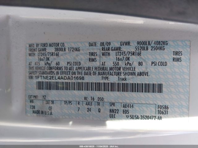 2010 FORD E-250 1FTNE2EL4ADA01698 Photo 8