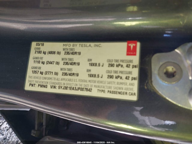 2018 TESLA MODEL 3 5YJ3E1EA3JF007842 Photo 8