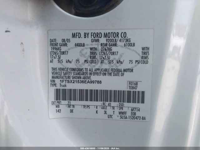 2006 FORD F-250 1FTSX21536EA99788 Photo 8