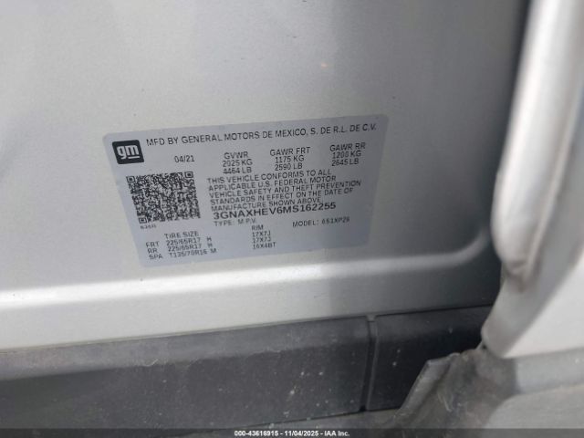 2021 CHEVROLET EQUINOX 3GNAXHEV6MS162255 Photo 8