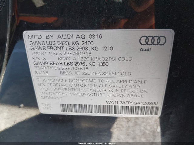 2016 AUDI Q5 WA1L2AFP9GA126860 Photo 8