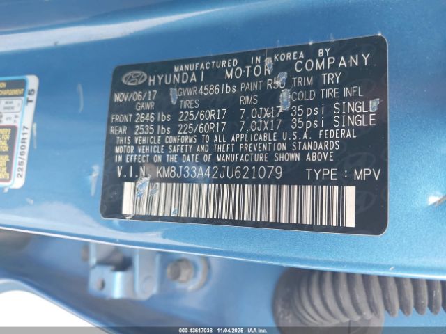 2018 HYUNDAI TUCSON KM8J33A42JU621079 Photo 8