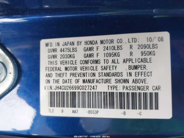 2009 ACURA TSX JH4CU26699C027247 Photo 8