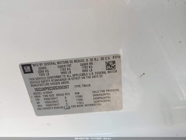 3GCUKPEC5EG356387 Chevrolet Silverado 1500 Work Truck 1wt