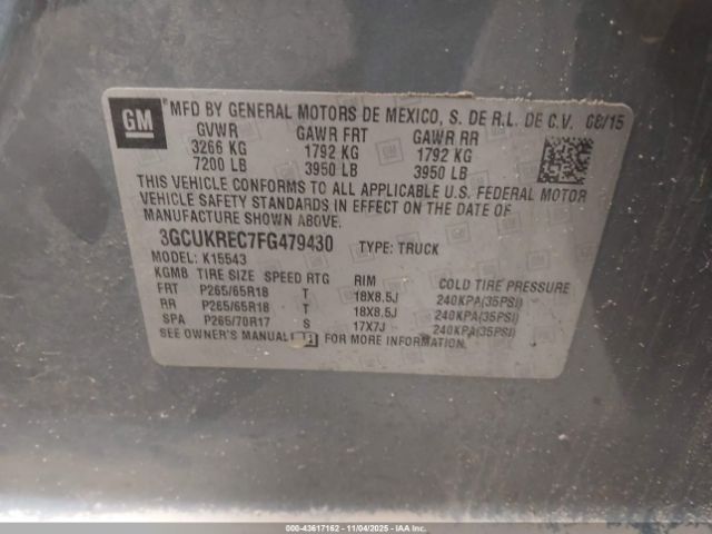 2015 CHEVROLET SILVERADO 1500 3GCUKREC7FG479430 Photo 8