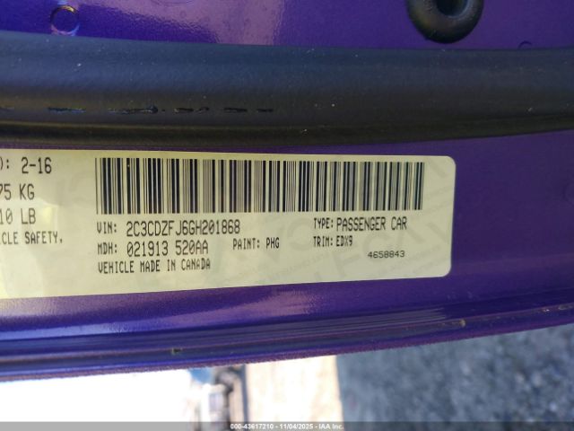 2016 DODGE CHALLENGER 2C3CDZFJ6GH201868 Photo 8