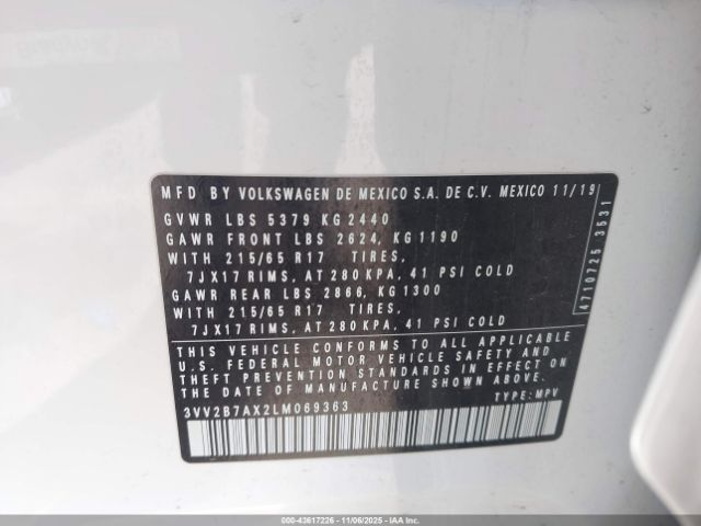 2020 VOLKSWAGEN TIGUAN 3VV2B7AX2LM069363 Photo 8