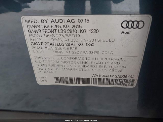 2016 AUDI Q5 WA1CVAFP4GA026463 Photo 8