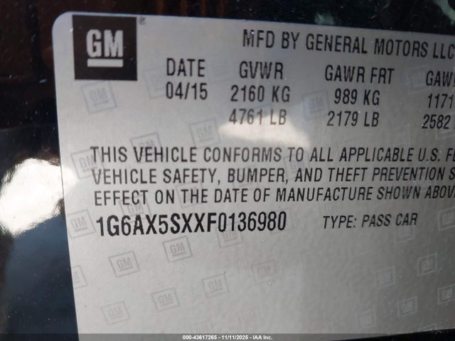 2015 CADILLAC CTS 1G6AX5SXXF0136980 Photo 8