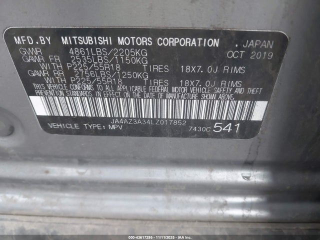 2020 MITSUBISHI OUTLANDER JA4AZ3A34LZ017852 Photo 8
