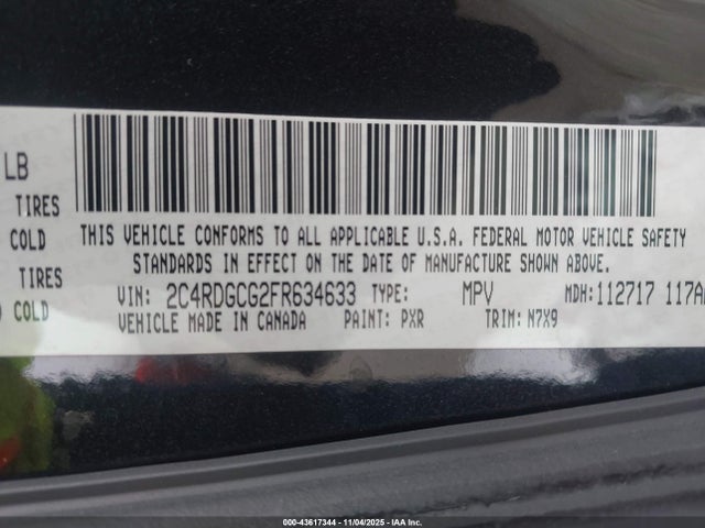 2C4RDGCG2FR634633 Dodge Grand Caravan Sxt