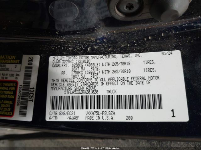 2024 TOYOTA TUNDRA 5TFLA5DB2RX201020 Photo 8