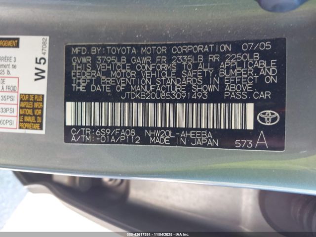 2005 TOYOTA PRIUS JTDKB20U853091493 Photo 8