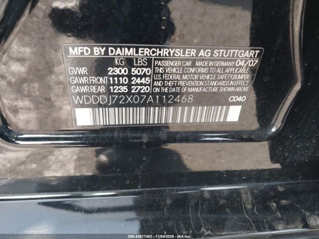 2007 MERCEDES-BENZ CLS 550 WDDDJ72X07A112468 Photo 8