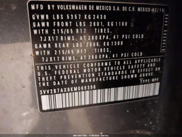 2019 VOLKSWAGEN TIGUAN 3VV2B7AX8KM069396 Photo 8