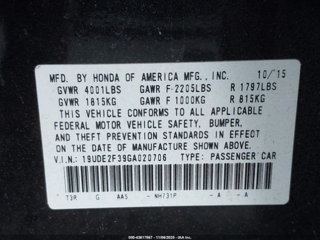 2016 ACURA ILX 19UDE2F39GA020706 Photo 8