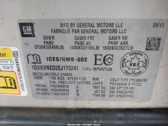 2014 GMC ACADIA 1GKKVNED2EJ170241 Photo 8