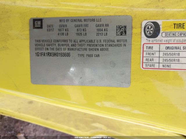 2017 CHEVROLET CAMARO 1G1FA1RX9H0193606 Photo 8