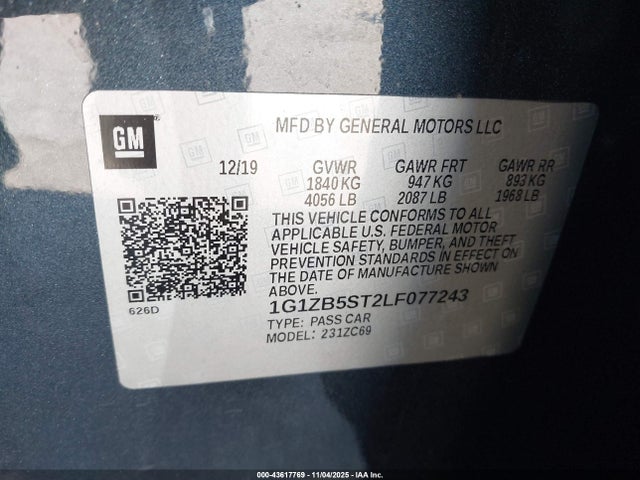 Chevrolet lfv - direct injection, variable valve timing, gen 1 2020 1G1ZB5ST2LF077243 Image 9