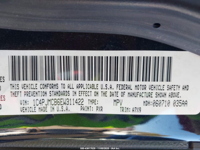 2014 Jeep Cherokee Latitude მანქანა იყიდება აუქციონზე, vin: 1C4PJMCB6EW311422, აუქციონის ნომერი: 43617829