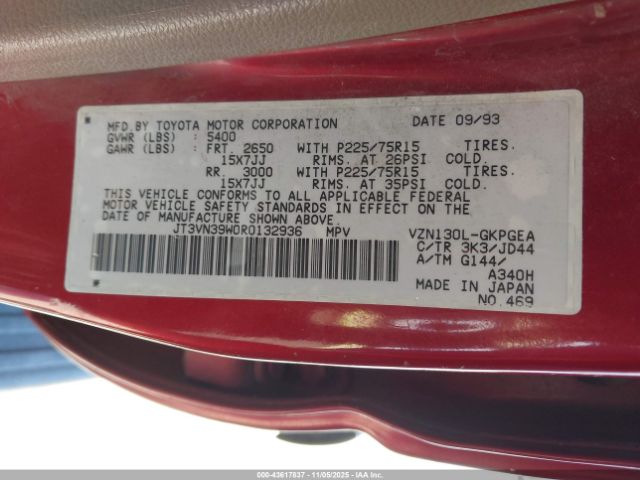 1994 TOYOTA 4RUNNER JT3VN39W0R0132936 Photo 8