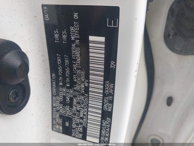 2019 TOYOTA 4RUNNER JTEBU5JR3K5702614 Photo 8