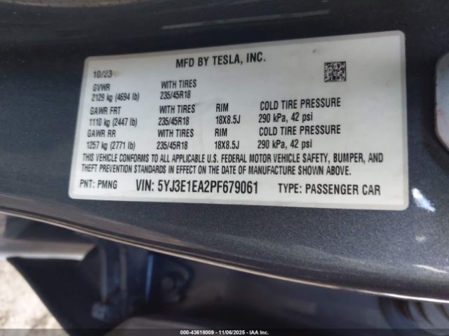 2023 TESLA MODEL 3 5YJ3E1EA2PF679061 Photo 8