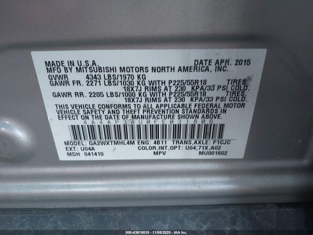 2015 MITSUBISHI OUTLANDER SPORT 4A4AP3AU0FE031806 Photo 8