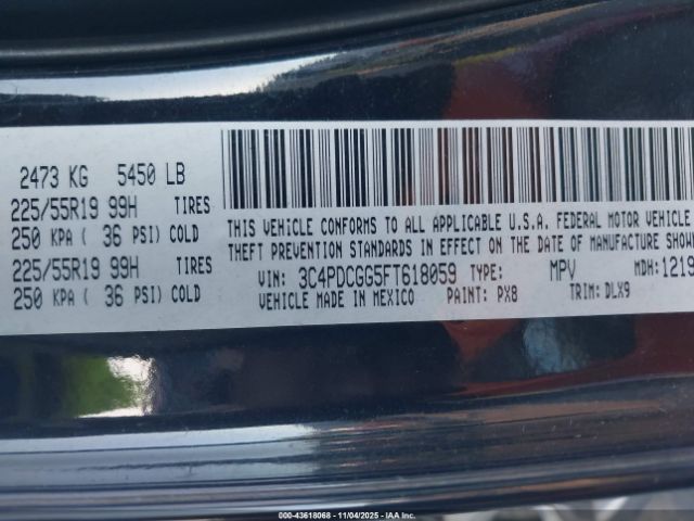 2015 DODGE JOURNEY 3C4PDCGG5FT618059 Photo 8