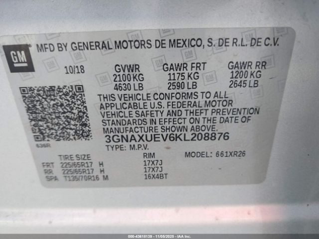 2019 CHEVROLET EQUINOX 3GNAXUEV6KL208876 Photo 8