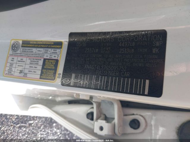 2016 KIA OPTIMA KNAGT4L37G5095752 Photo 8