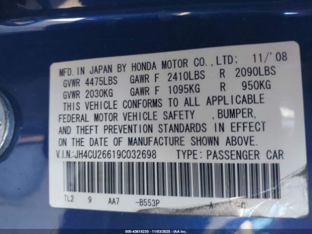 2009 ACURA TSX JH4CU26619C032698 Photo 8