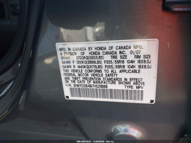 2007 ACURA MDX 2HNYD28497H521888 Photo 8