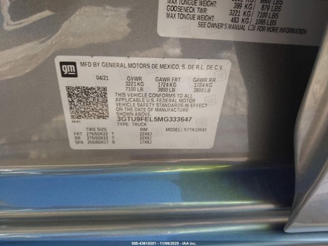 2021 GMC SIERRA 1500 3GTU9FEL5MG333647 Photo 8