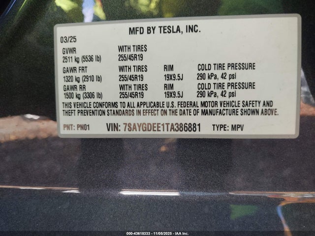 2026 TESLA MODEL Y 7SAYGDEE1TA386881 Photo 8
