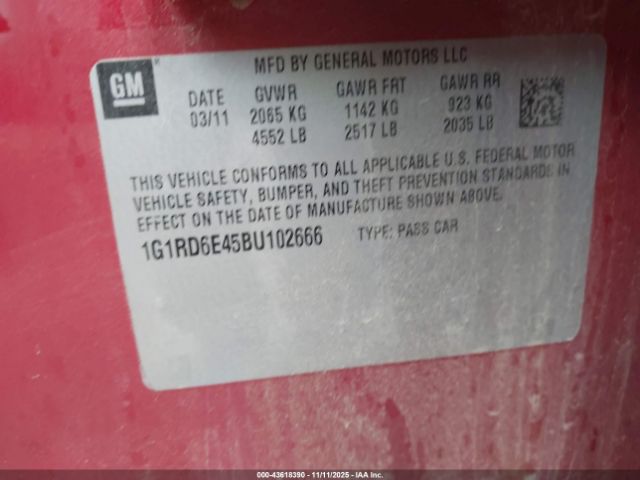 2011 CHEVROLET VOLT 1G1RD6E45BU102666 Photo 8