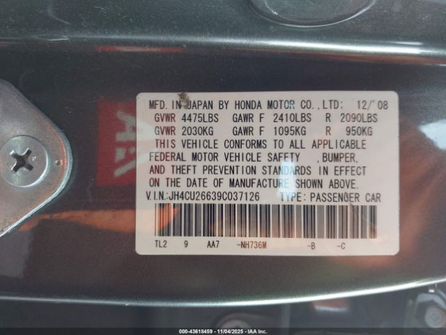 2009 ACURA TSX JH4CU26639C037126 Photo 8