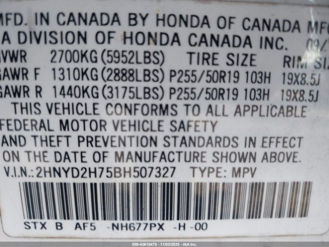 2011 ACURA MDX 2HNYD2H75BH507327 Photo 8