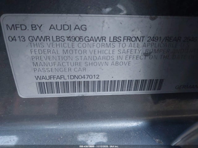 2013 AUDI A4 WAUFFAFL1DN047012 Photo 8
